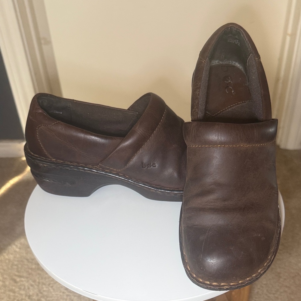 Born Concept Peggy Brown Leather Clogs